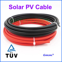 TUV PV Solar Cable 1x6mm2 lot sold red or black ,Use For Solar power system 20M/lot 20m red/10 black/10m red+10m black 2024 - buy cheap