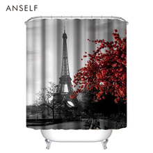 Cortinas de baño Cortina de ducha de tela de poliéster impermeable 3D Torre Eiffel Cortina de ducha de baño Cortinas 2024 - compra barato
