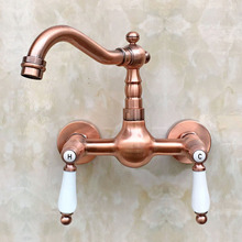 Antique Red Copper Bathroom Mixer Taps Double Handles Wall Mounted 360 Swivel Faucets zrg035 2024 - buy cheap