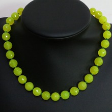 Unique lemon jades stone chalcedony faceted round beads yellow 8,10,12,14mm beautiful chain necklace jewelry 18inch B1458 2024 - buy cheap