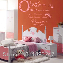 Personalised Name wall decal "ONCE UPON A TIME PRINCESS" Vinyl Wall Stickers Home Decor  Girls Wall Stickers For Girl Rooms 2024 - buy cheap
