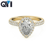 Женское кольцо с искусственным бриллиантом 14 к, желтое золото, 2 карата 2024 - купить недорого