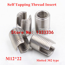 10pcs M12*1.75*22 (L) Self Tapping Thread Insert, 302 Slotted Type Stainless steel Screw Bushing M12 Wire Thread Repair Insert 2024 - buy cheap