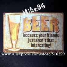 [Mike86] letreiro vintage de lata para cerveja, amigos, bar, decoração de metal, tamanhos de 20x30 cm 2024 - compre barato