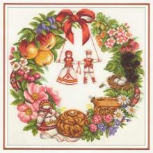 14/16/18/27/28  Counted Cross Stitch Kit Fruitfulness Wreath Fruits and Flower Harvest Men and Woman  6th 2024 - buy cheap