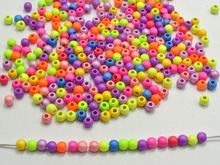 1000 Mixed Fluorescent Neon Beads Acrylic Round Beads 4mm(0.16") Rubber Tone 2024 - buy cheap
