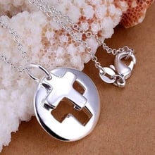 P017 Free Shipping silver plated Necklace, 925 fashion silver jewelry Couple Cross /DZHCPNNR DZHCPNNR 2024 - buy cheap