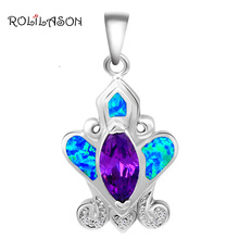 Designers High Quality ! Lovely blue Fire Opal Pendants Zircon Silver Stamped Fashion jewelry for women OP418 2024 - buy cheap