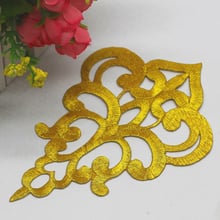 YACKALASI Iron On Patches 5 Pcs/Lot Gold Appliqued Cosplay Lace Diy Embroidery Flower Trims 16*11cm 2024 - buy cheap