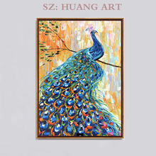Hand-painted oil painting animals beautiful peacock hall decoration artist hotel decorate children room villa clubhouse 2024 - buy cheap