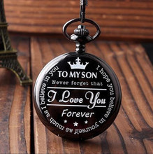 Relojes de cuarzo Vintage "To My Son I LOVE YOU" para hombre y niño, regalos de cadena de bolsillo, masculino 2024 - compra barato