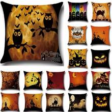 1Pcs Halloween Pumpkin Bat Owl Pattern Cotton Linen Throw Pillow Cushion Cover Seat Home Decoration Sofa Decor Pillowcase 40188 2024 - buy cheap