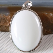 Pingente de porcelana branca cabochão-colar-k689-1 peça-pedra natural oval 2024 - compre barato