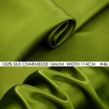 CISULI SILK CHARMEUSE SATIN 114cm width 16momme/100% Pure Mulberry Silk Fabric/Patchwork Wedding Dress Sewing Fabric Olive NO46 2024 - buy cheap