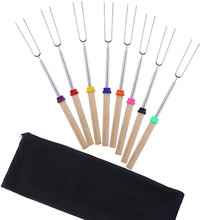 8Pcs/Set Stainless Steel Barbecue Forks Marshmallow Roasting Sticks Extendable Forks for Patio Fire Pit,Campfire,Bonfire,Grill 2024 - buy cheap