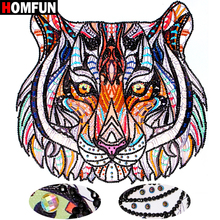 Homfun pintura de pedras especiais em forma de diamante, animal tigre 5d, ponto cruz, decoração da casa 5d, presente de pintura de 40x30cm 2024 - compre barato