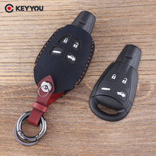 Keyyou capa de chave para saab 9-3 93 2003-2009, capa de couro com 4 botões, chaveiro, bolsa, estilo de carro 2024 - compre barato