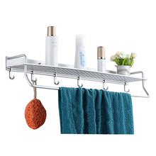 40/50/60cm Aluminum Kitchen Bathroom Wall Mounted Shelf Basket Shelves Storage Rack With Towel Shower Bar Hooks 801516 2024 - buy cheap