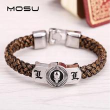 MOSU Hot anime Death Note Silver Alloy Bracelets Leather Woven Punk Bangle cosplay jewelry can drop shipping 2024 - buy cheap