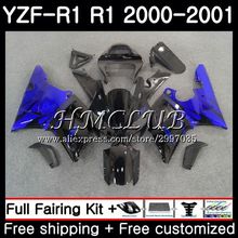 Carrocería para YAMAHA ZF 1000 YZF-1000 YZF R1 2000 2001, Marco 19h, YZF-R1, YZF R 1 00 01 YZF1000 YZFR1 00 01, carenados con llamas azul intenso 2024 - compra barato