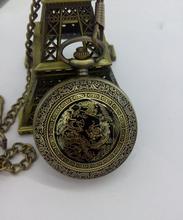 Relógio de bolso dragon phoenix estilo chinês retrô, com corrente e colar, relógio de bronze fob, frete grátis, 10 tamanhos 2024 - compre barato