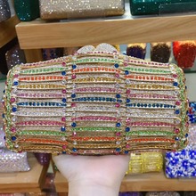 Bolsa clutch feminina, bolsa colorida de mão com diamantes de cristal, para festa de casamento, baile de presente, bolsa de ombro 2024 - compre barato