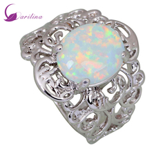 Retro Vintage Fashion Ring For Women White Fire Opal  Silver Color Jewelry Ring Size 5 6 7 8 9 R416 2024 - buy cheap