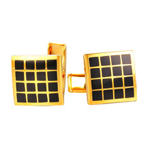 Kpop Classic Grid Men Cuff Link Gold Color With Enamel Cufflinks For Mens Wholesale Cufflinks High Quality Men Jewelry Gift C200 2024 - buy cheap