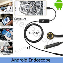 USB Endoscope Hd 480p Coms 5m 5.5MM Len Waterproof 6 Led Borescope Inspection Tube Visual Camera with OTG Adapter for Smartphone 2024 - buy cheap