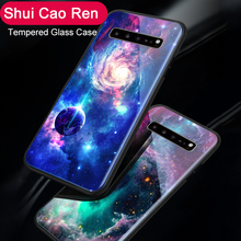 Capa de vidro luxuosa para samsung, galaxy s8 s9 s10 a7 a8 plus 2018, capa traseira do espaço estrelado céu, samsung note 8 9 2024 - compre barato