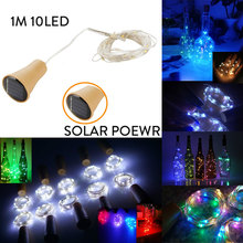 1M 10LED Solar Power Wine Bottle Decor Cork Shape LED Copper Wire String Light Garland Wire Fairy String Lights For Party Home 2024 - buy cheap