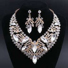 Oeoeos conjunto de joias de cristal, moda colar de noiva, brincos, conjunto de joias para festa de casamento, decoração de joias 2024 - compre barato