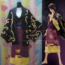 Gin Tama GinTama Shinsuke Takasugi-traje de Cosplay, abrigo negro + kimono, envío gratis 2024 - compra barato