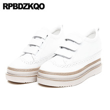Platform Chinese China Fashion Thick Sole Round Toe Creepers Shoes Hidden Lace Up Muffin Brogue Women Wedge White Elevator 2024 - buy cheap