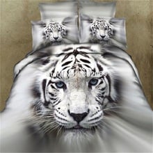 Free Shipping 3D 100% Cotton Big Whites Tiger Head Animal Total 4 Pcs Quilt Cover Bed sheet Pillowcase King Queen Bedding Set 2024 - buy cheap