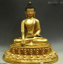 Fast shipping 20"Tibet Buddhism Folk Purple Bronze 24K Gold Carved Sit sakyamuni Buddha Statue 2024 - buy cheap