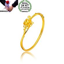 OMHXZJ al por mayor moda europea mujer chica fiesta boda regalo flor 24KT oro amarillo brazalete BA98 2024 - compra barato