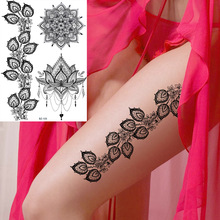 YURAN, сексуальные черные кружевные Временные татуировки мандалы с этническим цветком для девочек, женские татуировки хны на руку, наклейки на тело, индийские тату, Mehndi 2024 - купить недорого