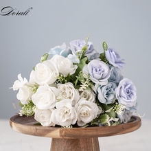 Flores de rosas artificiais de seda branca, para casamento, decoração diy, pequenas flores artesanais, azul, mini flores falsas para decoração de casa 2024 - compre barato