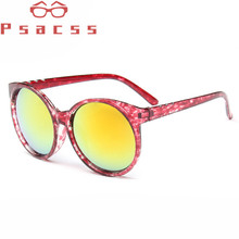 Psacss-gafas de sol Retro para mujer, anteojos de sol femeninos con diseño de ojo de gato redondo, gafas de sol Vintage de alta calidad, 2018 2024 - compra barato