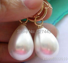 Wholesale free shipping 12x16MM DRIP white SOUTH SEA SHELL PEARL DANGLE EARRING 2024 - buy cheap