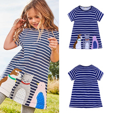 Kids Baby Girls Dress Birthday Party Sundress Striped Short Sleeve Dress Summer Cute Cartoon Princess Dresses Baby Clothes 2024 - buy cheap