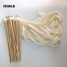 Hot selling 50pcs/lot Antique white wedding ribbon wands with sliver bell for wedding decoration 2024 - buy cheap