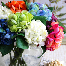 Flores falsas para decoración de boda, Hortensia Artificial de seda, decorativo de tacto real, decoración de fiesta en casa 2024 - compra barato