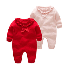 Macacão plissado para bebês meninas, roupinha de lã infantil para recém-nascidos, pijamas de algodão para bebês e meninas 2024 - compre barato