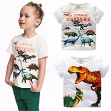 Модель 2018 года, летняя рубашка для мальчиков, детская одежда с коротким рукавом, футболка с принтом динозавра, Vestido Infantil 2024 - купить недорого