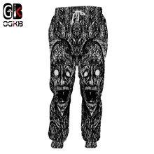 OGKB New Arrival Women/men Cool Print Black And White Terror 3D Sweatpants Unisex Joggers Pants Fall Winter Casual Full Pants 2024 - buy cheap