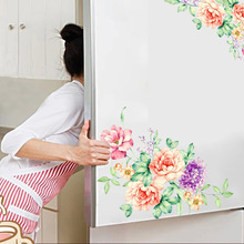 Adesivos de parede 3d flores coloridas, adesivos de lindo peônia para geladeira, roupeiro, decoração de banheiro, decalque de parede de pvc/adesivo 2024 - compre barato