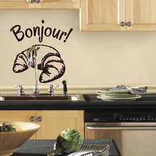 Французская Цитата Bonjour виниловые наклейки на стены съемные настенные наклейки художественные обои для кухни плитка Ресторан настенное украшение 2024 - купить недорого