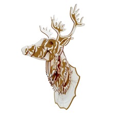 Rompecabezas 3D de madera DIY, modelo creativo colgante de pared, cabeza de ciervo, alce, regalo, artesanía para decoración del hogar, animales salvajes 2024 - compra barato